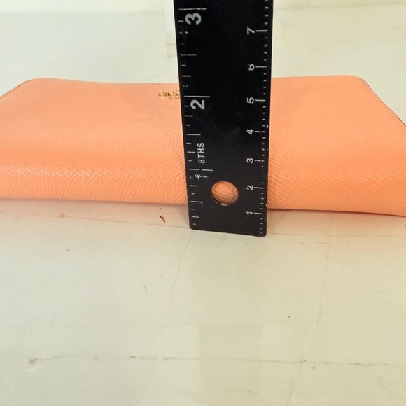 Coach Peach Leather Wristlet Wallet With Gold Hardware Zip Around Closure - Picture 11 of 16